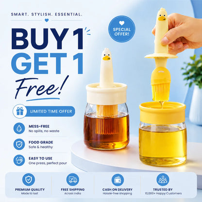 Cute Duck Oil Dispenser with Silicone Brush – Buy 1 Get 1 Free